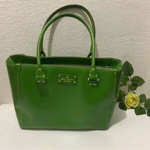 KATE SPADE Wellesley Quinn Emerald Green Leather Satchel Handbag